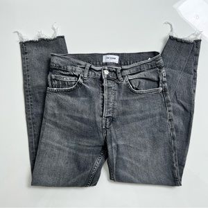 TRF Denim Zara dark grey raw hem straight leg jeans